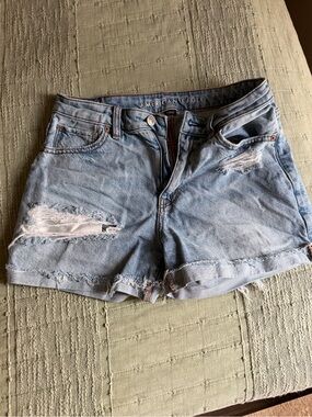 American Eagle Outfitters Light Blue Ripped Denim Shorts